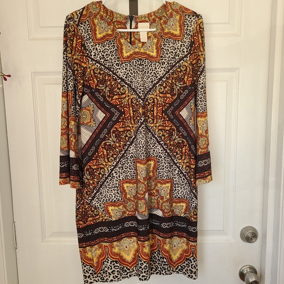 (1440) Chico's Woman's Long Sleeve Dress, Size: 0P Color: African Print - Picture 1 of 14